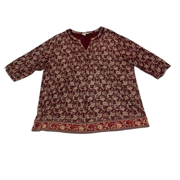 Lucky Brand Bohemian Artsy Flowy Lightweight 3/4 Sleeve Blouse Top Plus Size 2x - Picture 1 of 8